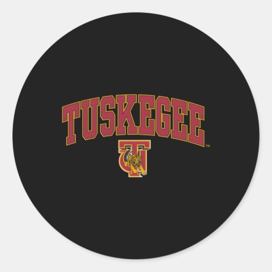 Tuskegee gouden tijgers boog over ronde sticker (Voorkant)