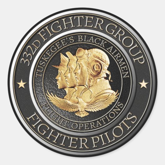 Tuskegee Red Tail Airmen 332d gevechtsgroep Ronde Sticker (Voorkant)