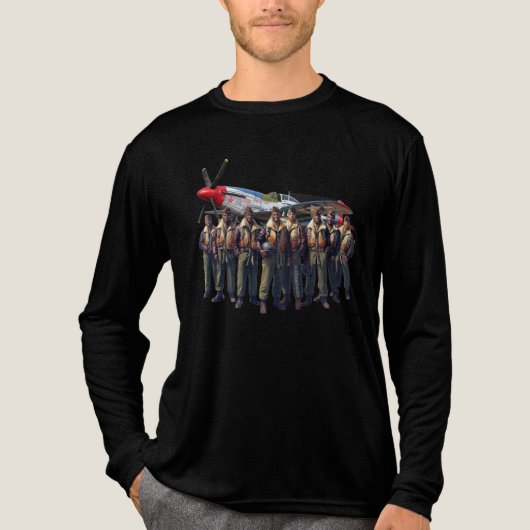 Tuskegee Red Tail Airmen Squadron: 332e jager Tri-Blend Shirt (Voorkant volledig)
