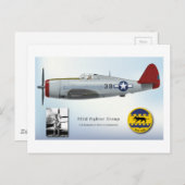 Tuskegee "Red Tail" P-47C Thunderbolt Briefkaart (Voorkant / Achterkant)