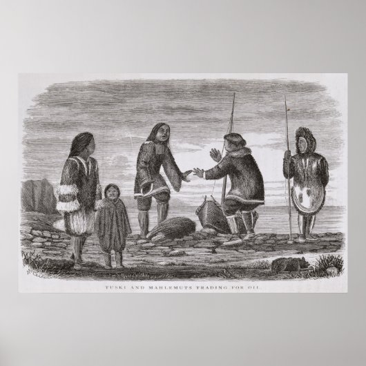 Tuski en Mahlemuts Trading for Oil Poster (Voorkant)