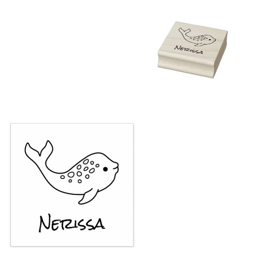 Tuskless Narwhal Naam Rubber Stempel (Gestempeld)