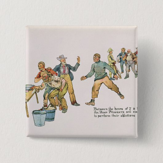 Tussen 7 en 8 uur vierkante button 5,1 cm (Voorkant)