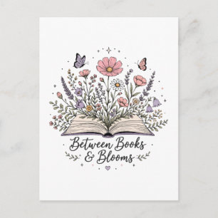 Tussen boeken en bloesems boek liefhebber lezer briefkaart