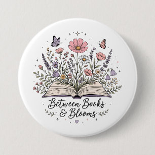 Tussen boeken en bloesems boek liefhebber lezer ronde button 7,6 cm
