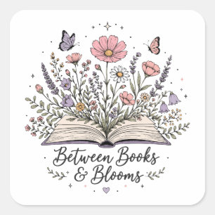 Tussen boeken en bloesems boek liefhebber lezer vierkante sticker