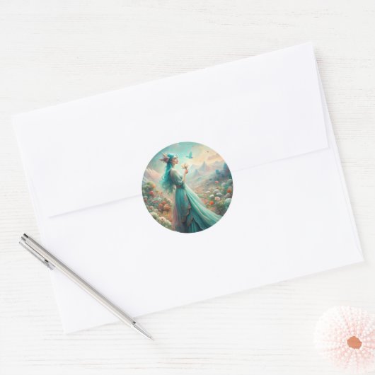 Tussen de bloemen ronde sticker (Envelop)
