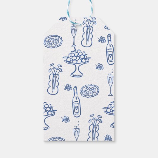 Tussen de oren getekende 'Something Blue' Bruiloft Cadeaulabel (Achterkant)