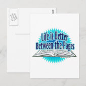 Tussen de pagina's Blauwe stijl Briefkaart (Voorkant / Achterkant)