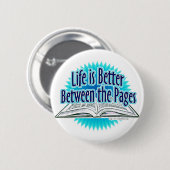 Tussen de pagina's Blauwe stijl Ronde Button 5,7 Cm (Voorkant /achterkant)