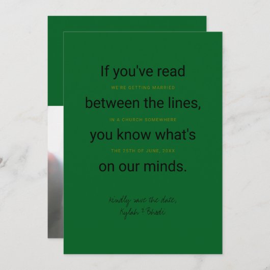 Tussen de regels Typografie Sla de datum kaart (Voorkant / Achterkant)