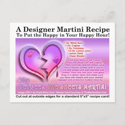 Tussen de Valentijnsdag Martini van Sheets Recipe Feestdagenkaart (Voorkant)