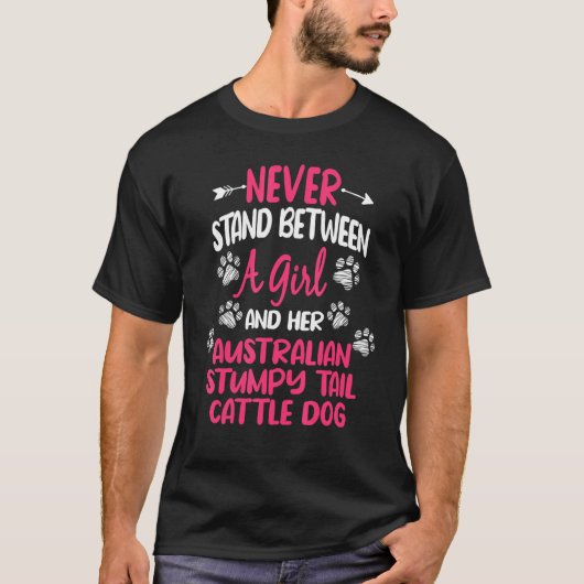 Tussen een meisje en haar Australische Stumpy Tail T-shirt (Voorkant)