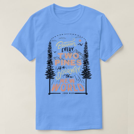 Tussen elke twee pijnbomen is een deuropening naar t-shirt (Design voorkant)