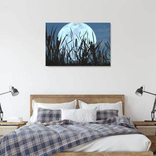 Tussen Maan en Marsh Canvas Art Print (Insitu (Slaapkamer))