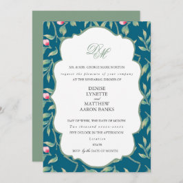 Tussen middernacht Teal en Basil Green Oefendiner Kaart