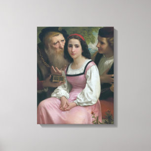 Tussen rijkdom en liefde (door Bouguereau) Canvas Afdruk