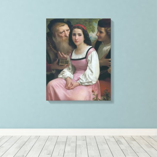 Tussen rijkdom en liefde (door Bouguereau) Canvas Afdruk (Insitu (Houten vloer))