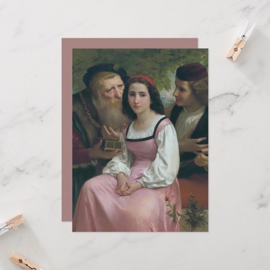 Tussen rijkdom en liefde (door Bouguereau) Kaart (Voorkant / Achterkant in situ)