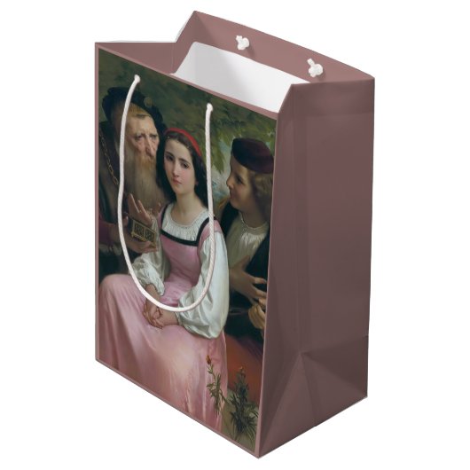 Tussen rijkdom en liefde (door Bouguereau) Medium Cadeauzakje (Achterkant Gekanteld)