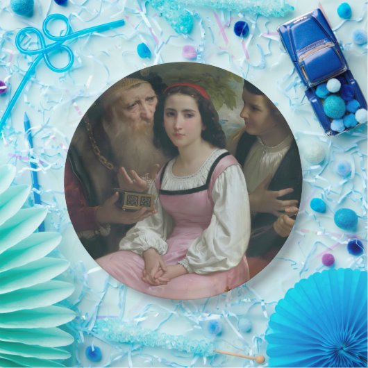 Tussen rijkdom en liefde (door Bouguereau) Papieren Bordje (Feest)