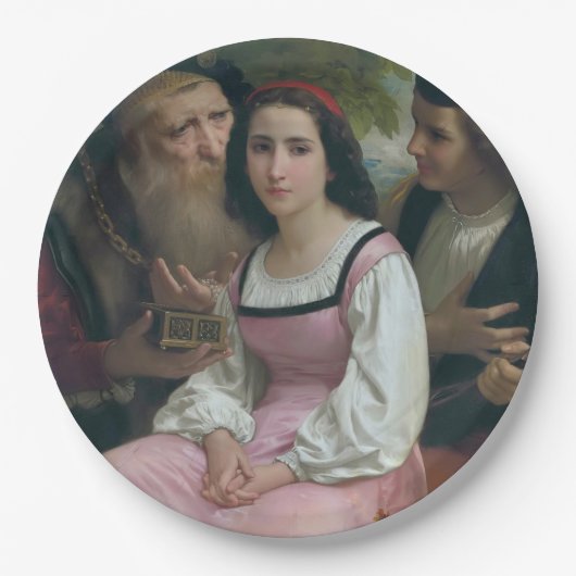 Tussen rijkdom en liefde (door Bouguereau) Papieren Bordje (Voorkant)