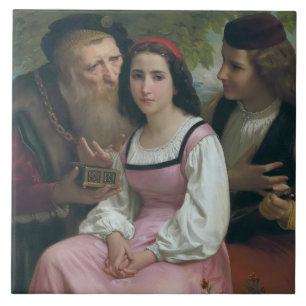 Tussen rijkdom en liefde (door Bouguereau) Tegeltje