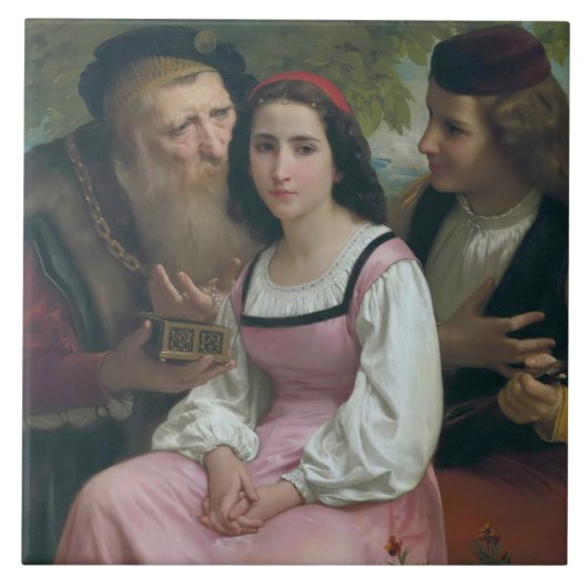 Tussen rijkdom en liefde (door Bouguereau) Tegeltje (Voorkant)