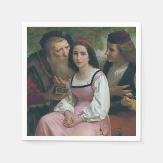 Tussen Rijken en Liefde (door Bouguereau) Servet (Voorkant)
