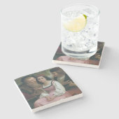 Tussen Rijken en Liefde (door Bouguereau) Stenen Onderzetter (Zijkant)