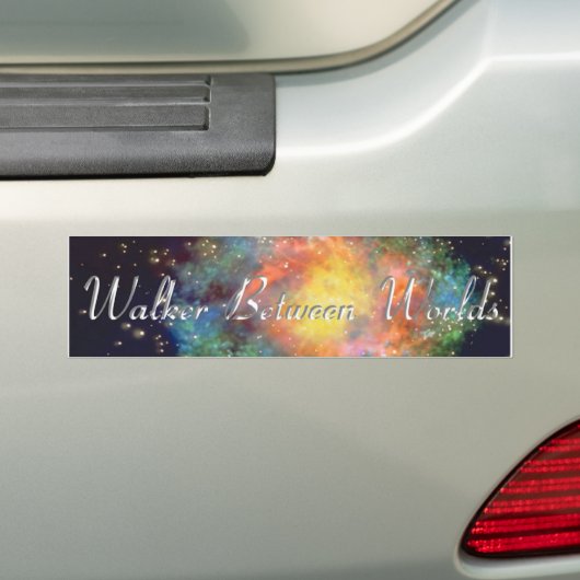 Tussen werelden lopen bumpersticker (Op auto)