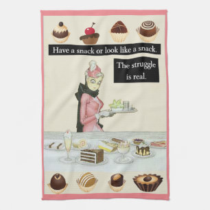 Tussendoor Eten of Er Als Eten Uit Zien. Retro Gra Theedoek