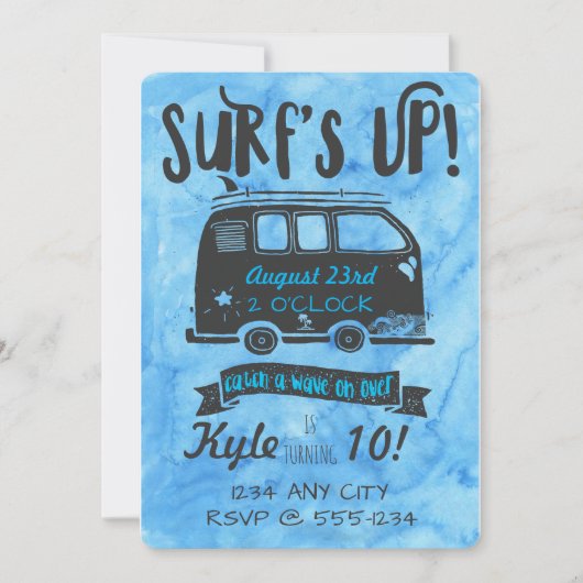 Tussenverjaardag - Surf Thema Kaart (Voorkant)