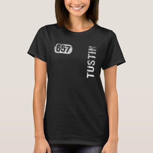 Tustin California 657 Area Code Retro T-shirt (Voorkant)