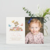 Tuta met vlinders Picknick Meisje 1e verjaardag Fo Kaart (Staand voorkant)