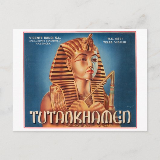 Tutankhamen Etiket op vruchten Briefkaart (Voorkant)