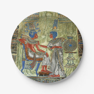 Tutankhamon's troon papieren bordje