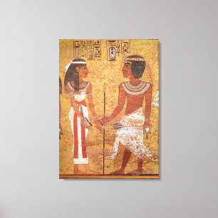 Tutankhamun en zijn vrouw Ankhesenamun Canvas Afdruk
