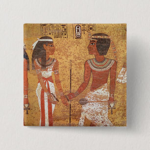 Tutankhamun en zijn vrouw Ankhesenamun Vierkante Button 5,1 Cm