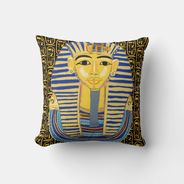 Tutankhamun Gold Mask en Cartouche Kussen (Voorkant)