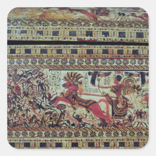 Tutankhamun over zijn chariot die Afrika aanvalt Vierkante Sticker