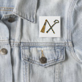 Tutankhamun’s Flail en Crook Vierkante Button 5,1 Cm (In situ)