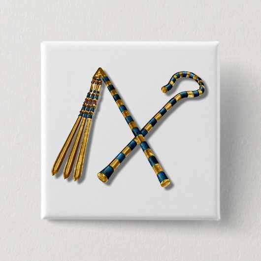 Tutankhamun’s Flail en Crook Vierkante Button 5,1 Cm (Voorkant)