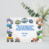Tutooep vroom monstertrucks kinderverjaardag bedankkaart (Staand voorkant)
