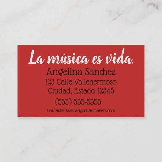 Tutor de Flauta Visitekaartje (Achterkant)