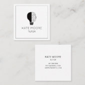 Tutor Leraar Gloeilamp Idee Symbool Hersenen Vierkante Visitekaartje (Voorkant / Achterkant)