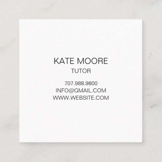 Tutor Leraar Gloeilamp Idee Symbool Hersenen Vierkante Visitekaartje (Achterkant)