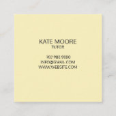 Tutor Light Bulb Idee Symbool Brain Cream Geel Vierkante Visitekaartje (Achterkant)