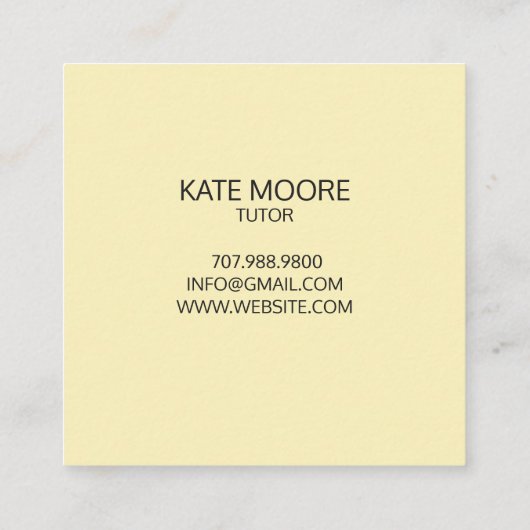 Tutor Light Bulb Idee Symbool Brain Cream Geel Vierkante Visitekaartje (Achterkant)
