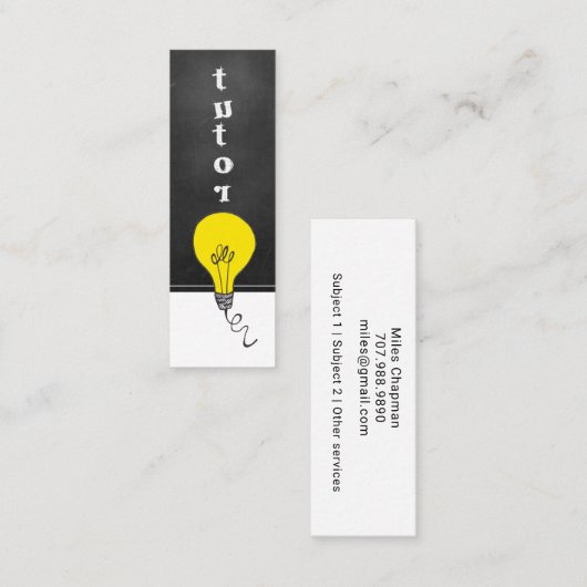 Tutor of leraar gloeilamp krijtbord grillig mini visitekaartje (Voorkant / Achterkant)